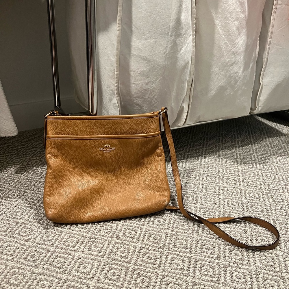 Coach Brown Leather Crossbody Bag, Two Pockets